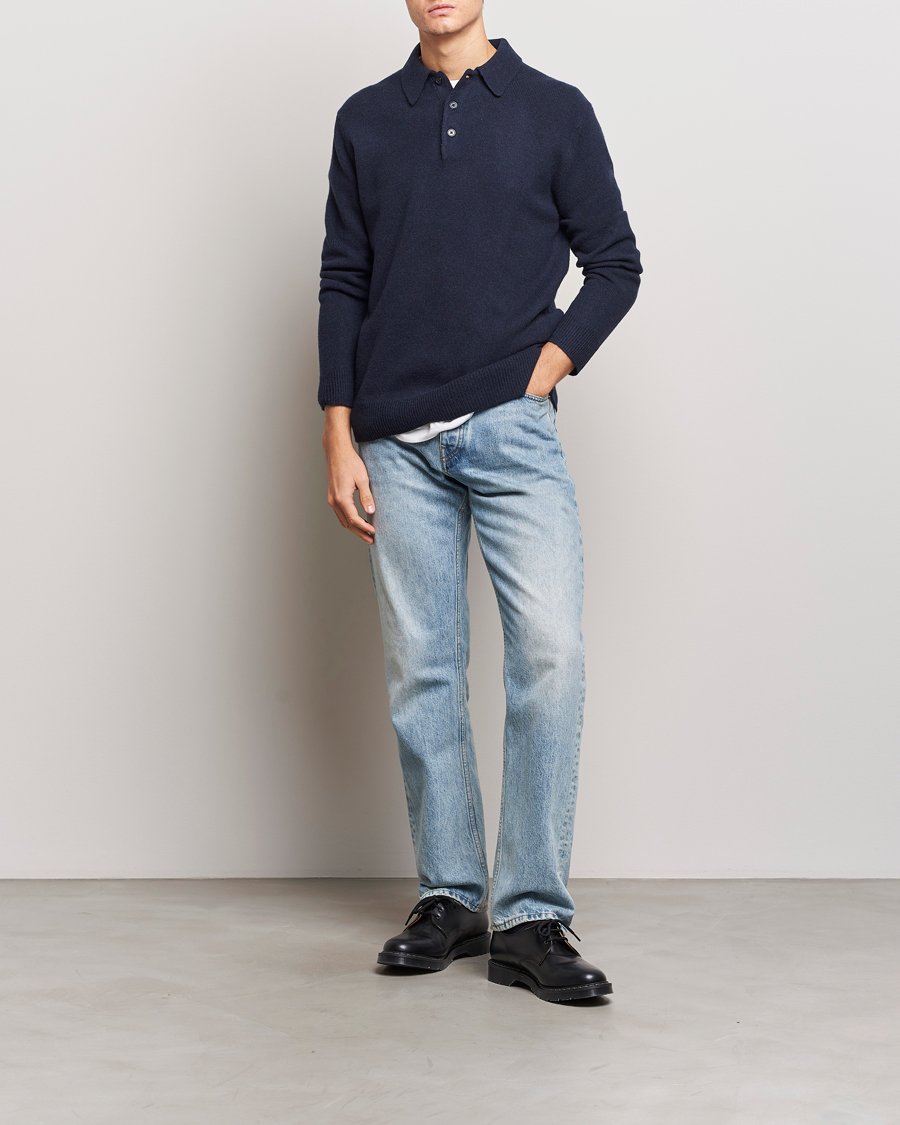 Hombres | Jerséis y prendas de punto | A Day's March | Avoch Lambswool Polo Navy