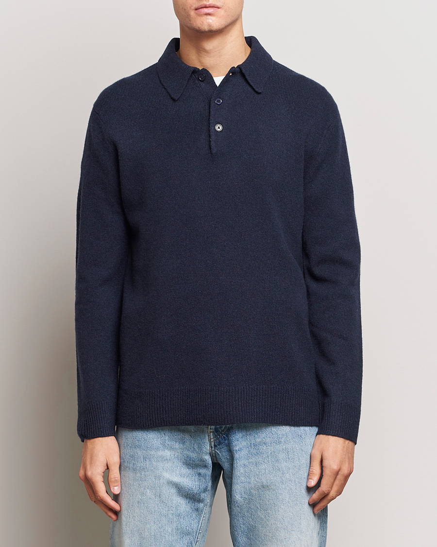 Hombres | Jerséis y prendas de punto | A Day's March | Avoch Lambswool Polo Navy