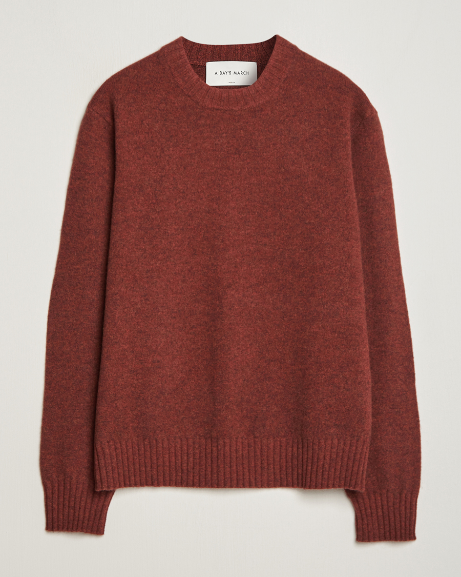 Hombres | Jerséis y prendas de punto | A Day's March | Marlow Lambswool Crew Zinfandel