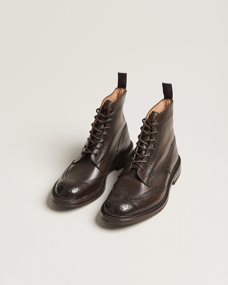 Hombres | Botas con cordones | Tricker's | Stow Dainite Country Boots Espresso Calf