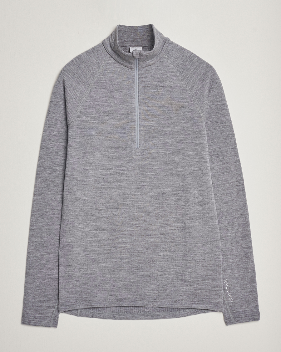 Hombres | Jerséis y prendas de punto | Houdini | Desoli Merino Thermal Half-Zip College Grey