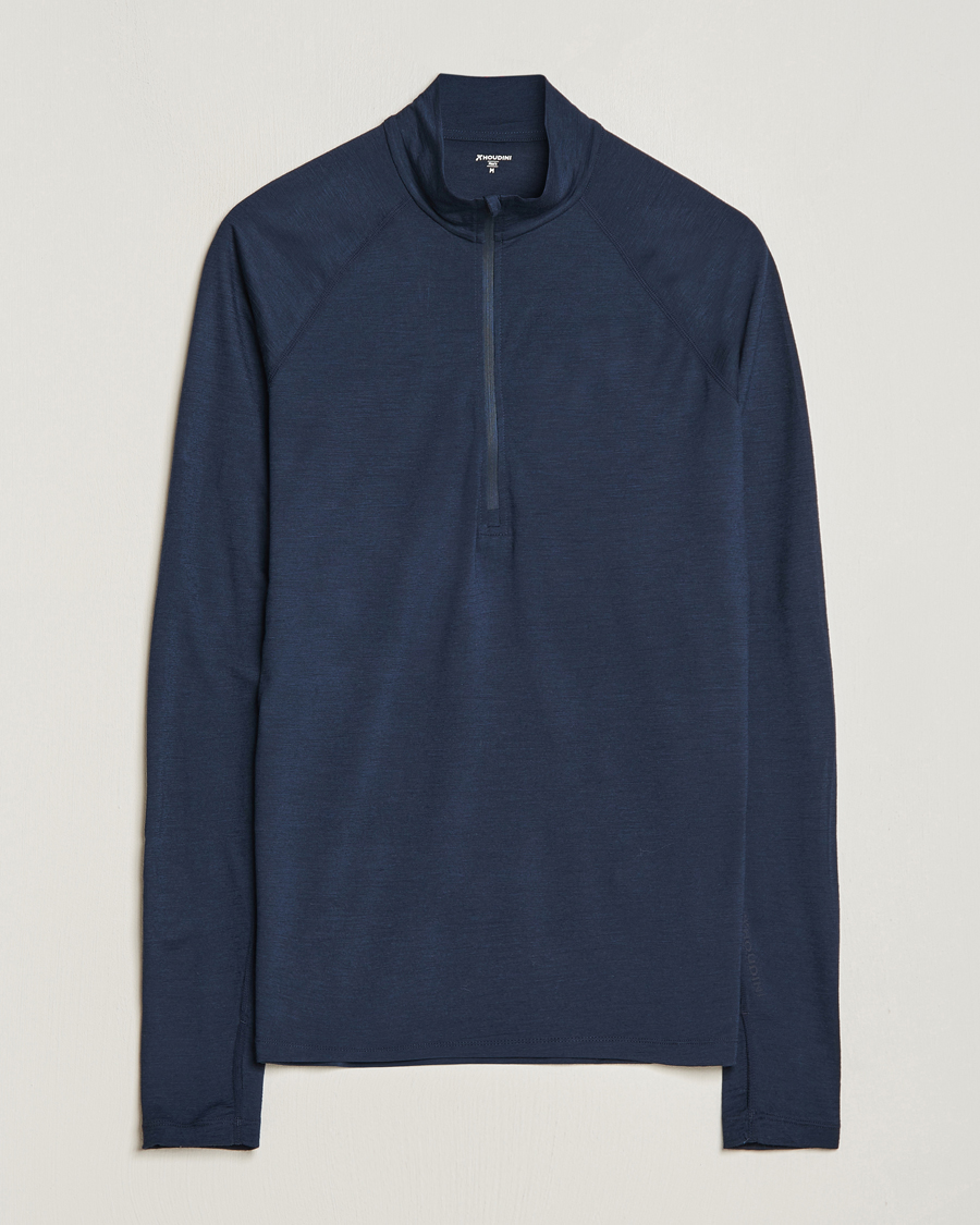 Hombres | Jerséis y prendas de punto | Houdini | Desoli Merino Light Half Zip Blue Illusion