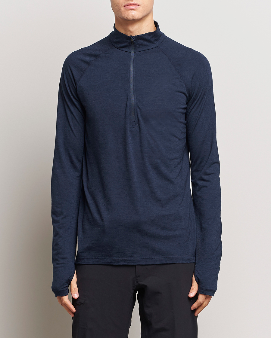 Hombres | Jerséis y prendas de punto | Houdini | Desoli Merino Light Half Zip Blue Illusion