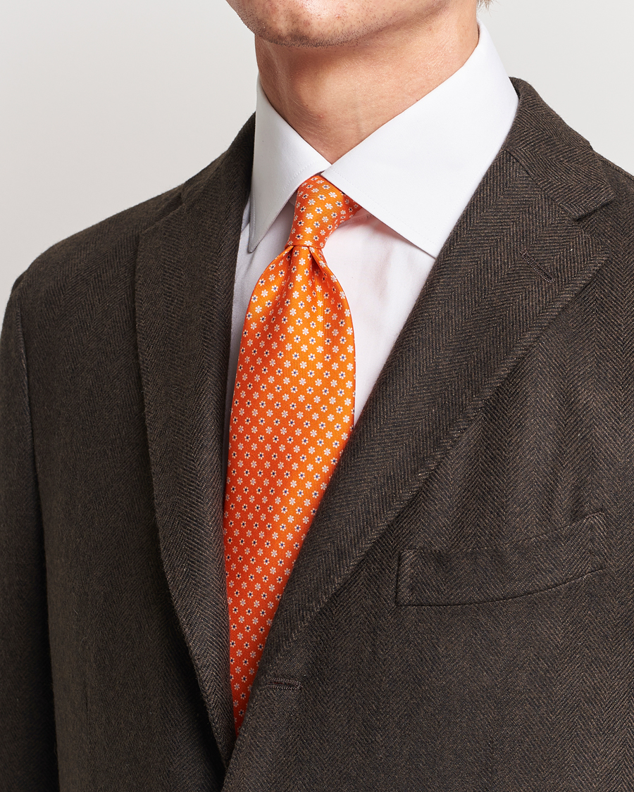 Hombres |  | E. Marinella | 3-Fold Printed Silk Tie Orange