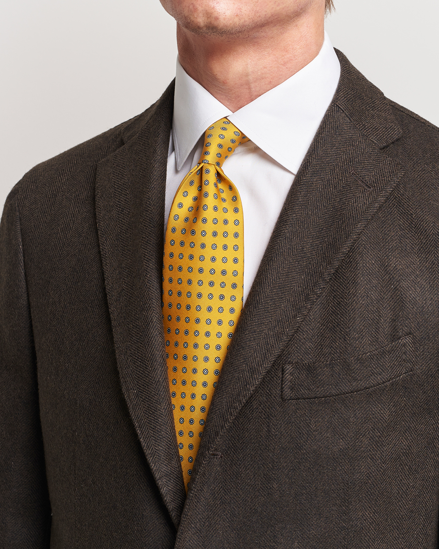Hombres |  | E. Marinella | 3-Fold Printed Silk Tie Yellow