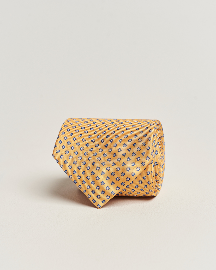 Hombres | E. Marinella 3-Fold Printed Silk Tie Yellow | E. Marinella | 3-Fold Printed Silk Tie Yellow
