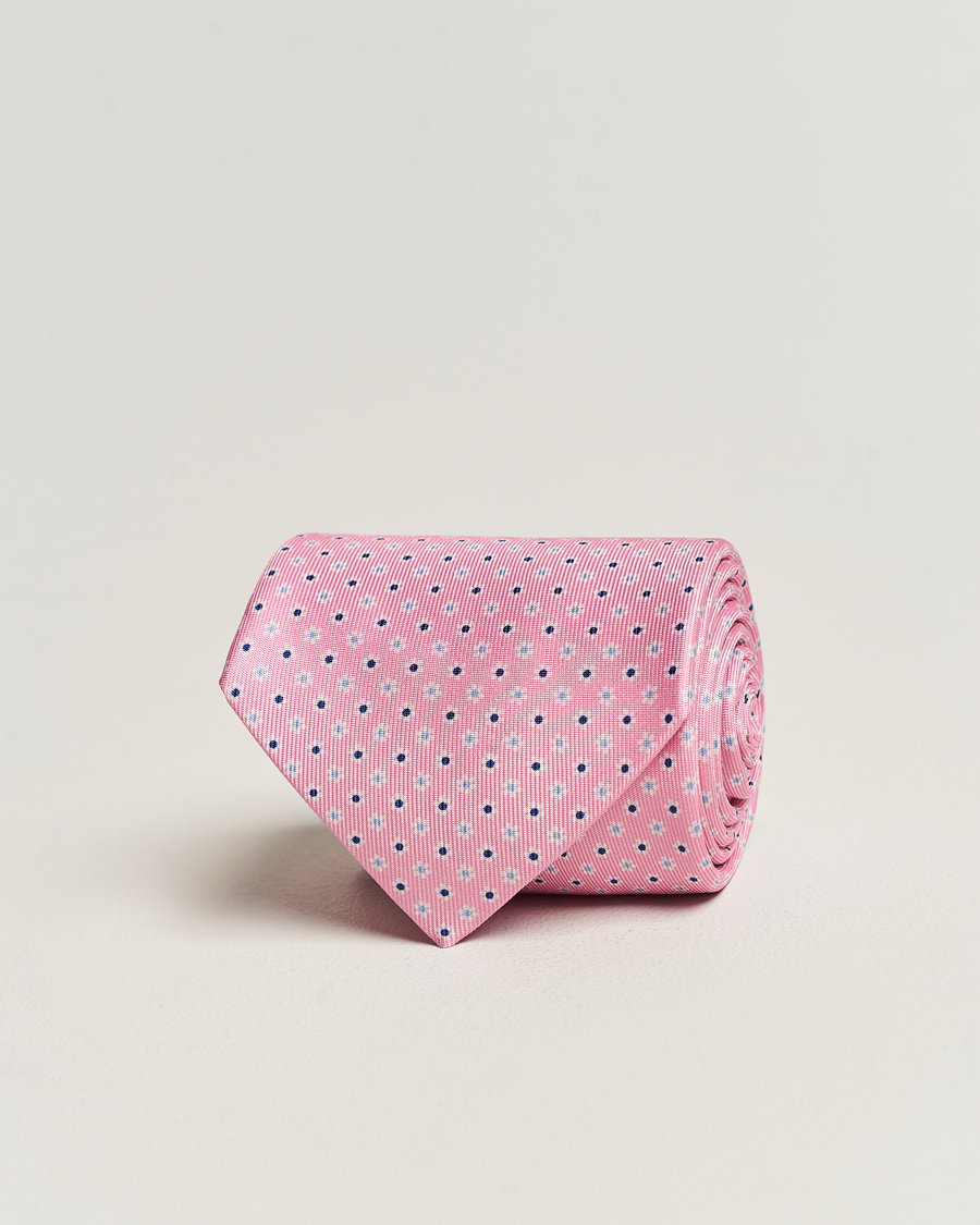 Hombres | E. Marinella 3-Fold Printed Silk Tie Pink | E. Marinella | 3-Fold Printed Silk Tie Pink