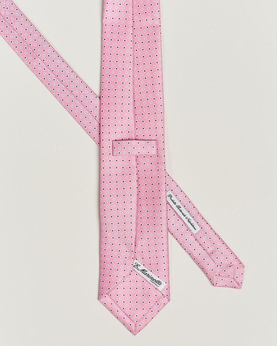 Hombres | E. Marinella 3-Fold Printed Silk Tie Pink | E. Marinella | 3-Fold Printed Silk Tie Pink