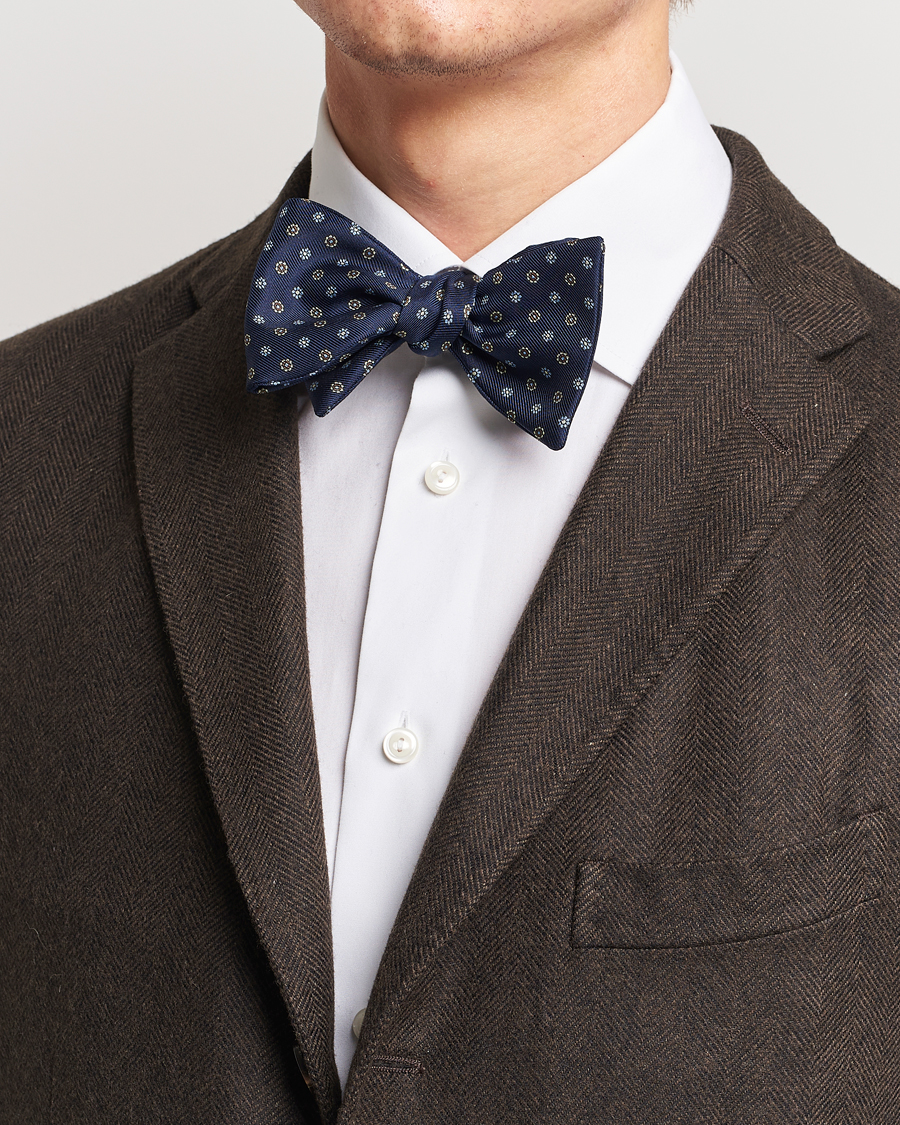 Hombres | E. Marinella Silk Bow Tie Navy | E. Marinella | Silk Bow Tie Navy