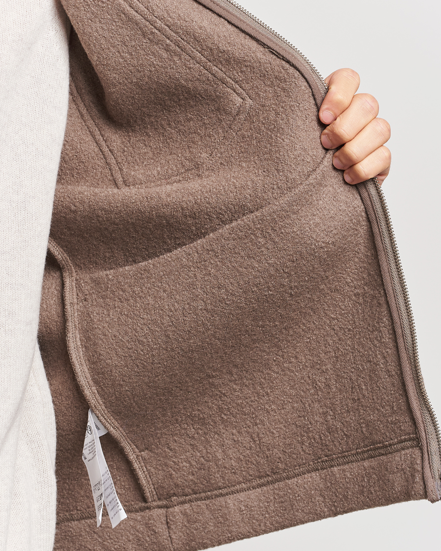 Hombres | Jerséis y prendas de punto | Samsøe Samsøe | Hannes Boiled Wool Full Zip Fallen Rock