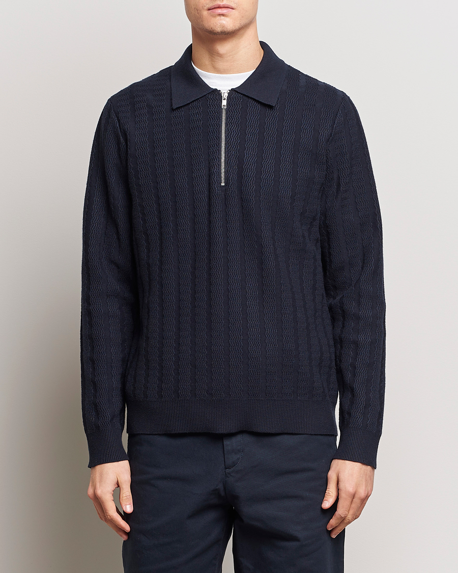 Hombres | Samsøe Samsøe | Samsøe Samsøe | Gabriel Structured Knitted Half Zip Salute Navy