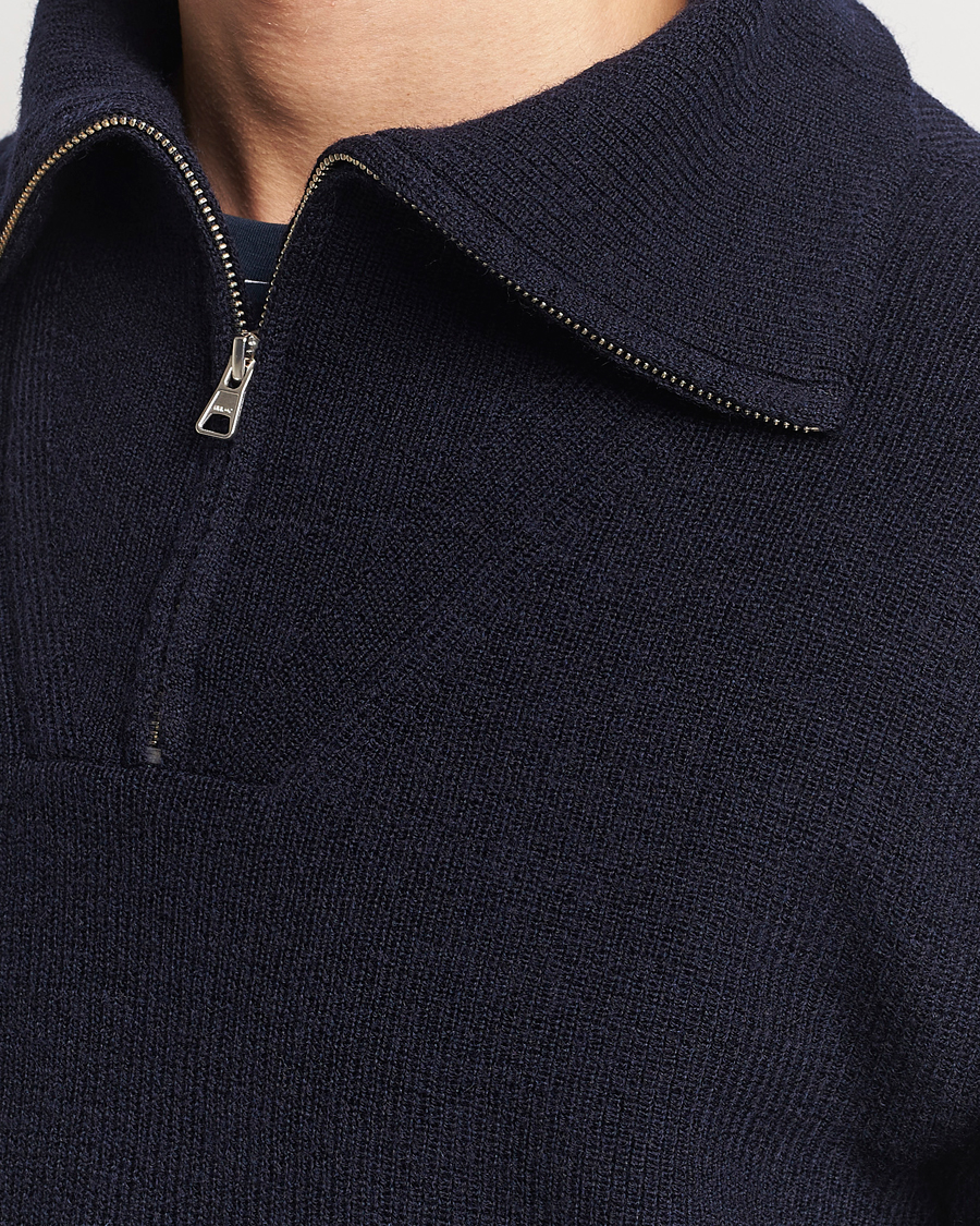 Hombres | Jerséis y prendas de punto | NN07 | Carl Rib Knitted Half Zip Navy Blue