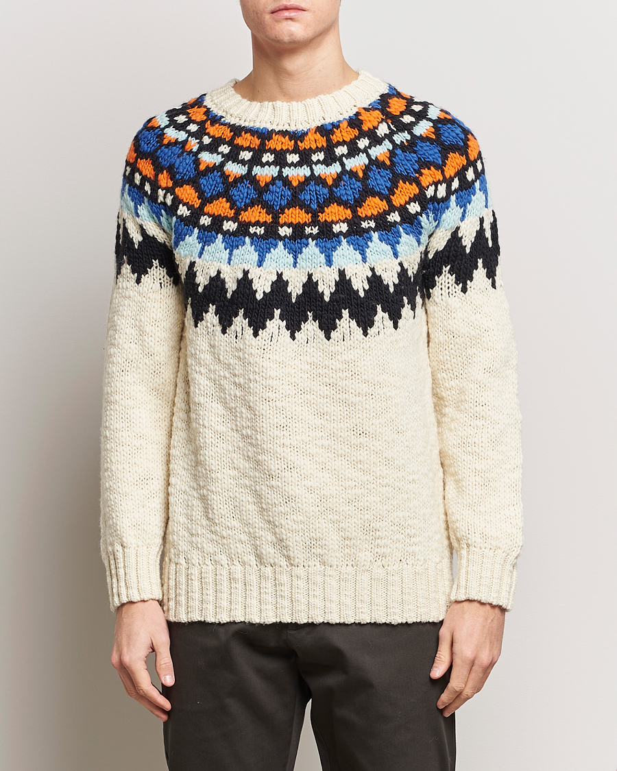 Hombres | Jerseys de punto | NN07 | Felix Nordic Wool Sweater Ecru Multi