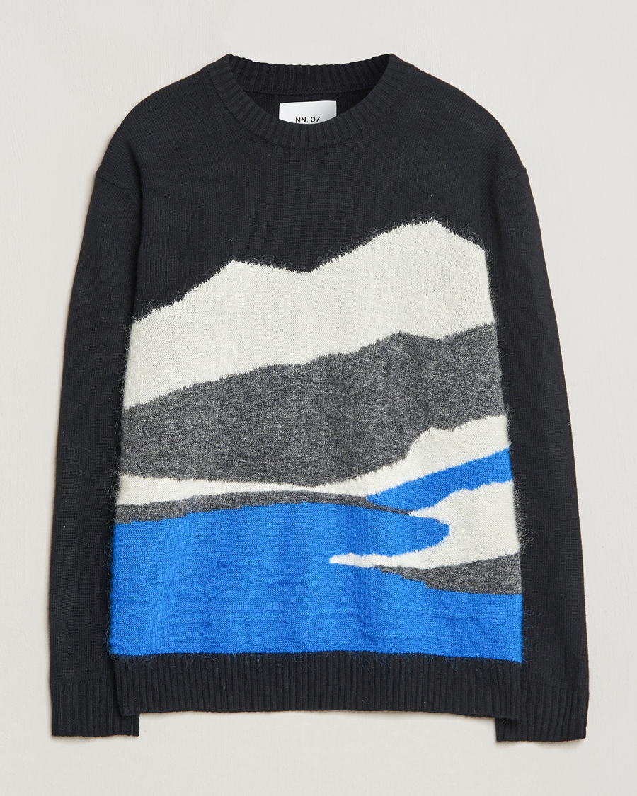 Hombres | Jerséis y prendas de punto | NN07 | Jason Mohair Wool Sweater Black Multi