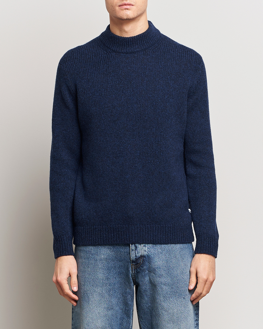 Hombres | Jerseys de punto | NN07 | Nick Mock Neck Sweater Navy Blue