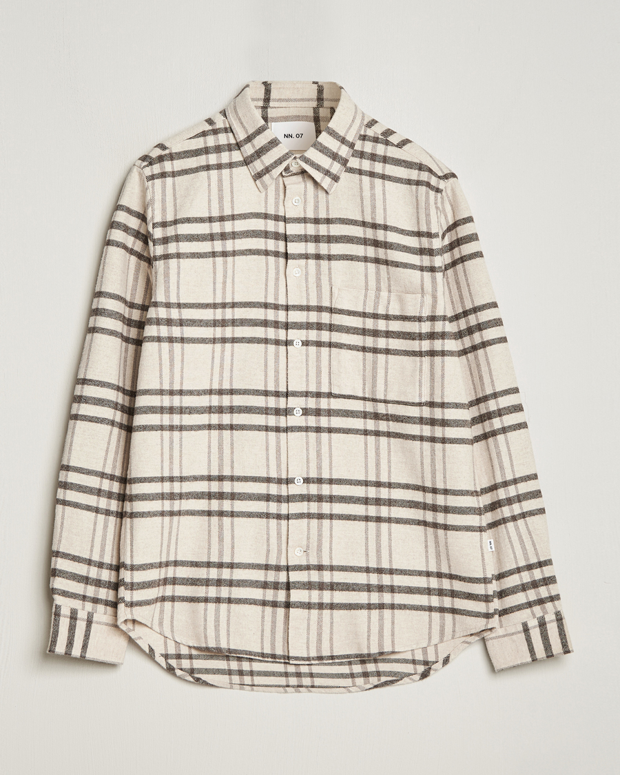 Hombres | Camisas | NN07 | Arne Checked Cotton Shirt Creme