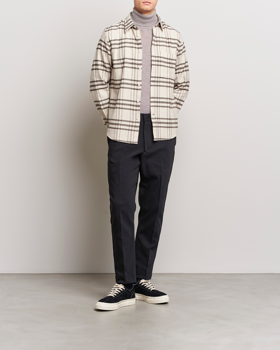 Hombres | Camisas | NN07 | Arne Checked Cotton Shirt Creme