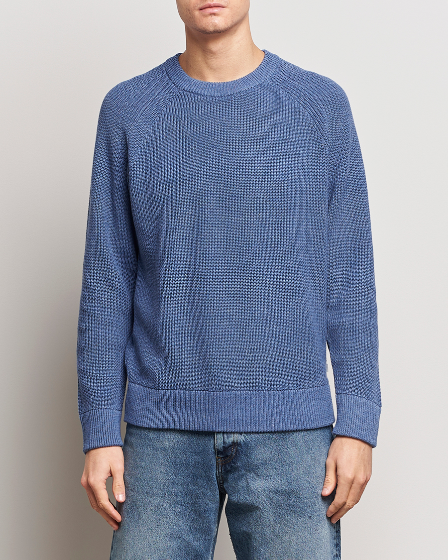 Hombres | Jerséis y prendas de punto | NN07 | Jacobo Cotton Crewneck Sweater Gray Blue