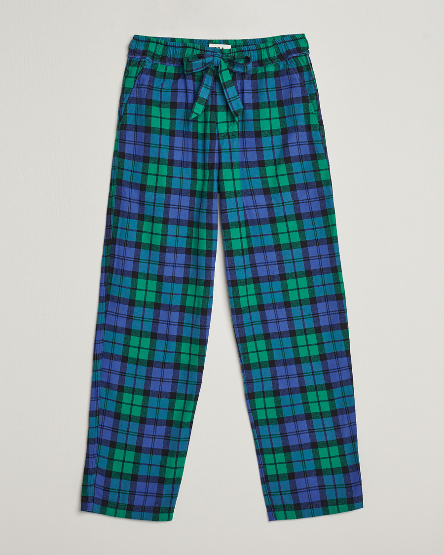 Hombres | Pijamas y batas | Tekla | Flannel Checked Pyjama Pants Green/Blue