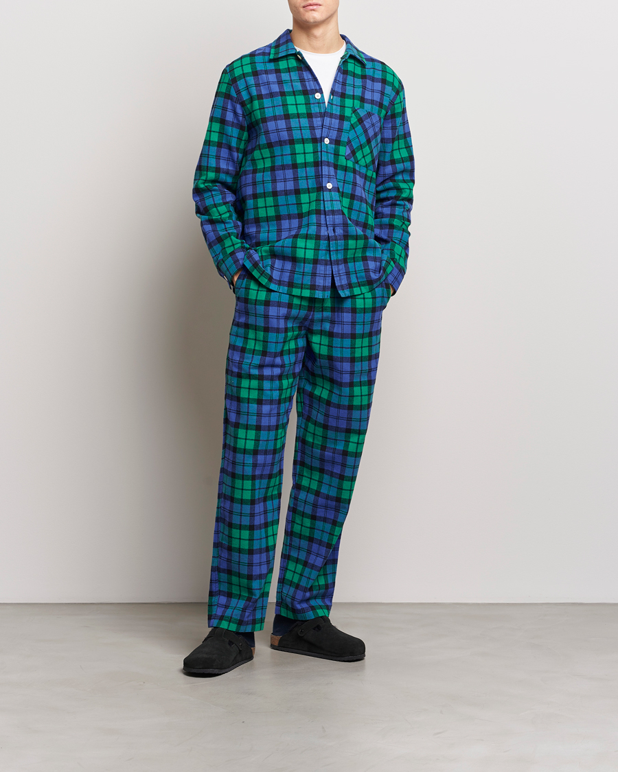 Hombres | Pijamas y batas | Tekla | Flannel Checked Pyjama Pants Green/Blue