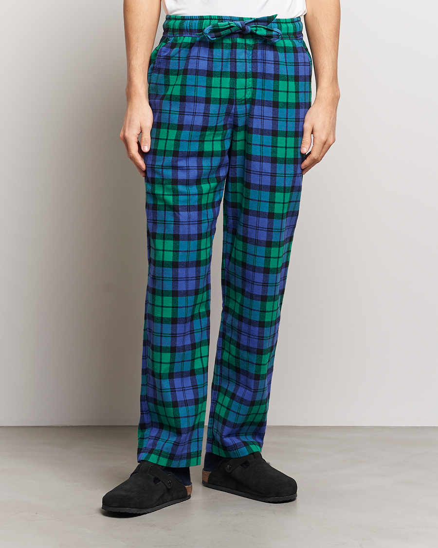 Hombres | Pijamas y batas | Tekla | Flannel Checked Pyjama Pants Green/Blue