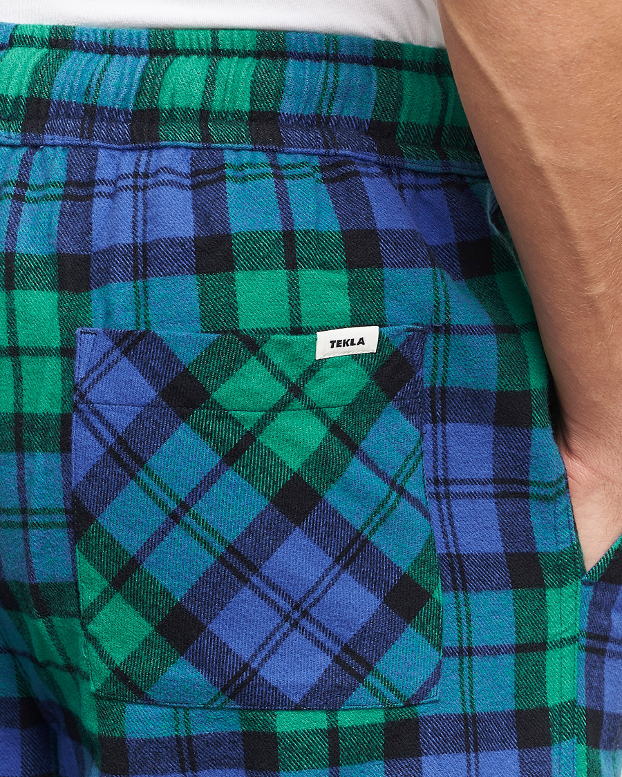 Hombres | Pijamas y batas | Tekla | Flannel Checked Pyjama Pants Green/Blue