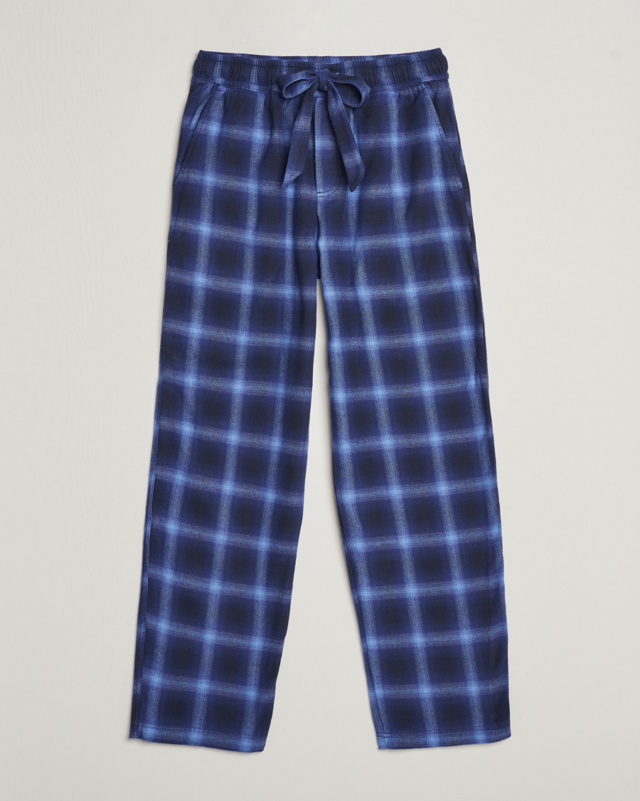 Hombres | Pijamas y batas | Tekla | Flannel Checked Pyjama Pants Navy/Blue