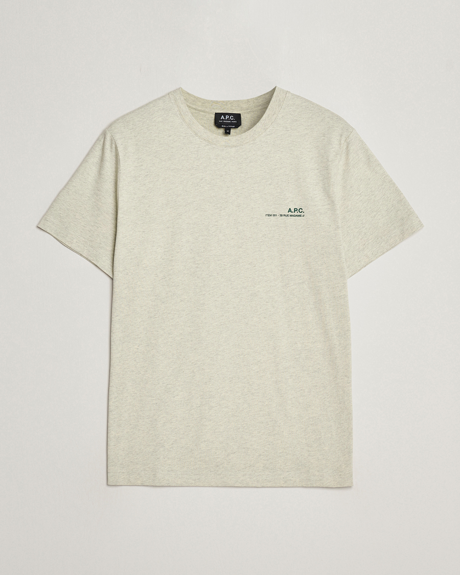 Hombres | Camisetas | A.P.C. | Item T-Shirt Vert Pale Chine