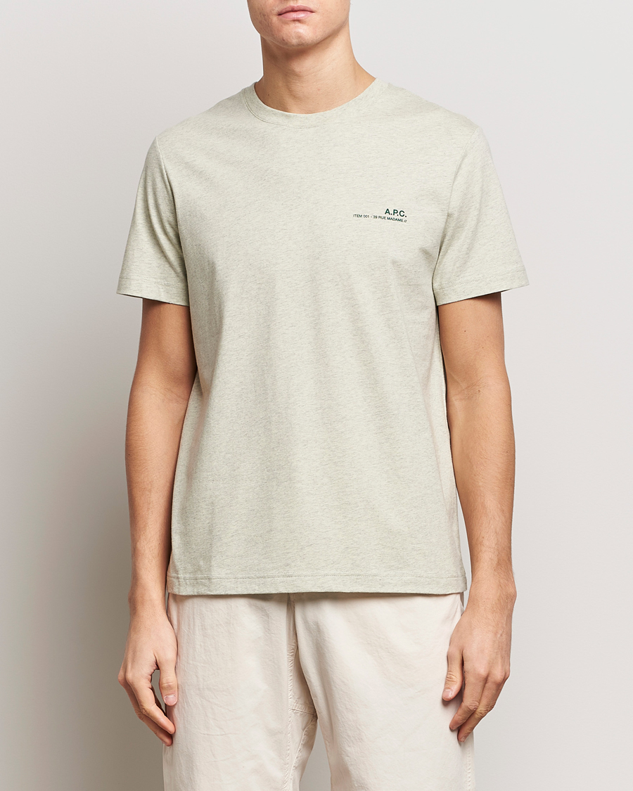 Hombres | Camisetas | A.P.C. | Item T-Shirt Vert Pale Chine