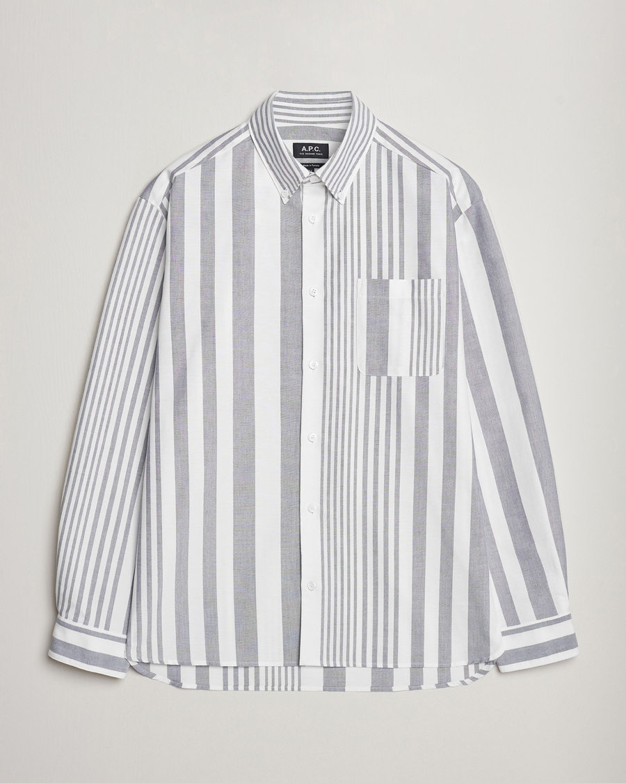 Hombres | Camisas | A.P.C. | Mateo Striped Oxford Shirt Marine/White