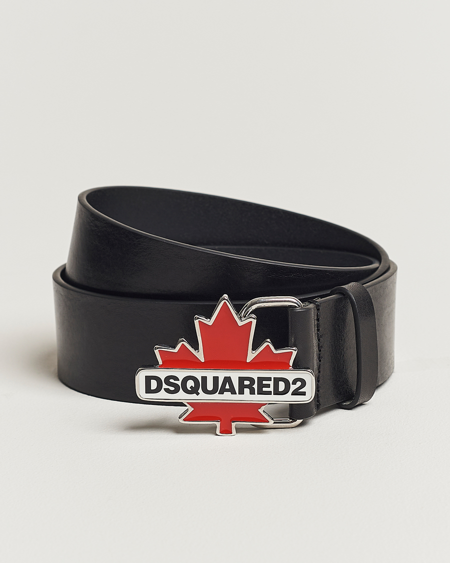 Hombres | Dsquared2 Leaf Plaque Belt Black | Dsquared2 | Leaf Plaque Belt Black
