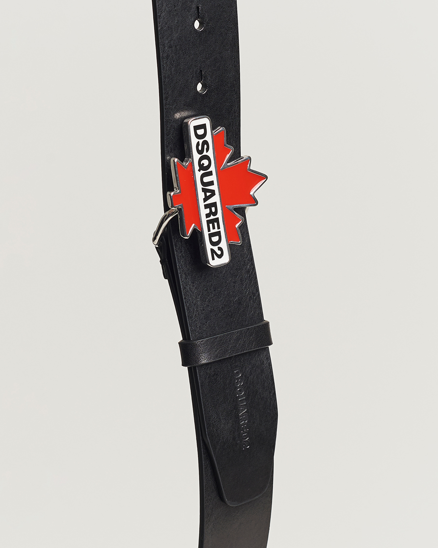 Hombres | Dsquared2 Leaf Plaque Belt Black | Dsquared2 | Leaf Plaque Belt Black