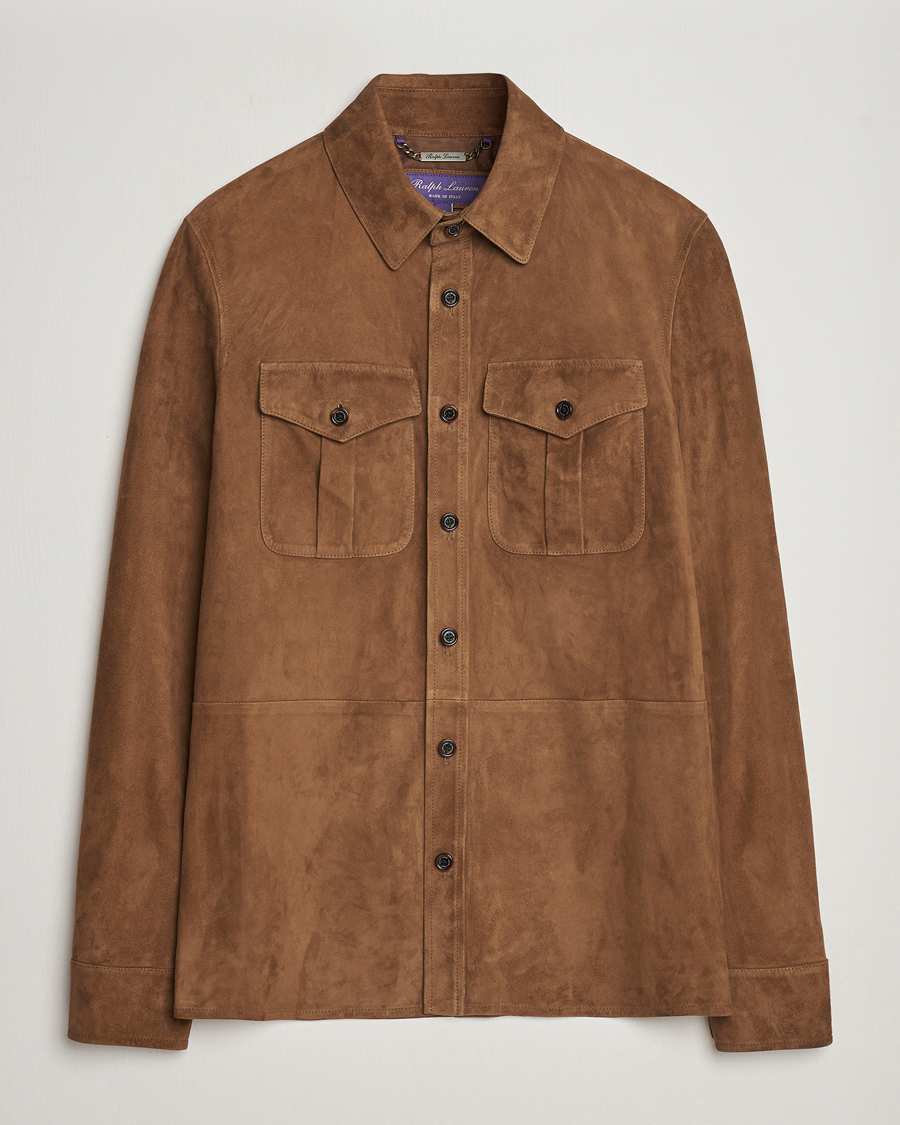 Hombres | Abrigos y chaquetas | Ralph Lauren Purple Label | Suede Shirt Jacket Dark Brown