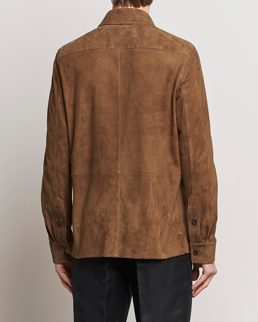 Hombres | Abrigos y chaquetas | Ralph Lauren Purple Label | Suede Shirt Jacket Dark Brown