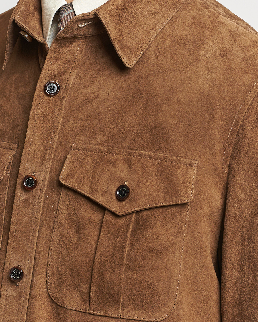Hombres | Abrigos y chaquetas | Ralph Lauren Purple Label | Suede Shirt Jacket Dark Brown