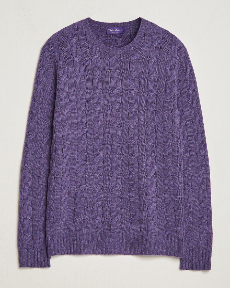 Hombres | Jerséis y prendas de punto | Ralph Lauren Purple Label | Cashmere Cable Sweater Purple Melange