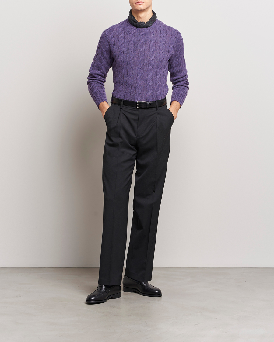Hombres | Jerséis y prendas de punto | Ralph Lauren Purple Label | Cashmere Cable Sweater Purple Melange