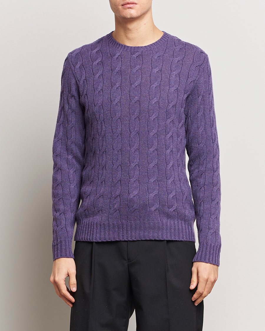 Hombres |  | Ralph Lauren Purple Label | Cashmere Cable Sweater Purple Melange