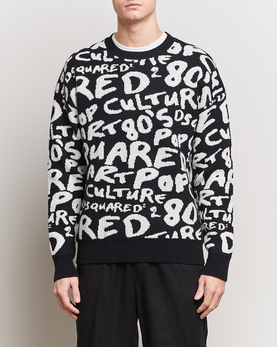 Hombres |  | Dsquared2 | Pop 80's Crew Neck Knitted Sweater Black