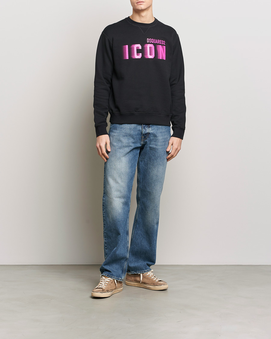 Hombres | Jerséis y prendas de punto | Dsquared2 | Cool Fit Icon Blur Crew Neck Sweatshirt Black