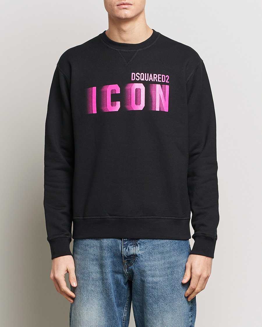 Hombres | Jerséis y prendas de punto | Dsquared2 | Cool Fit Icon Blur Crew Neck Sweatshirt Black