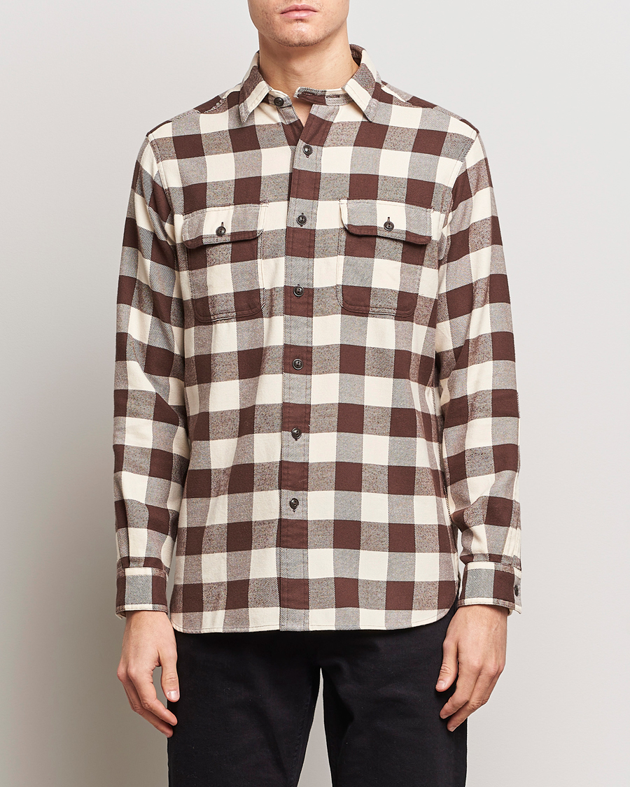 Hombres | Overshirts | Polo Ralph Lauren | Ranch Checked Pocket Overshirt Cream/Brown