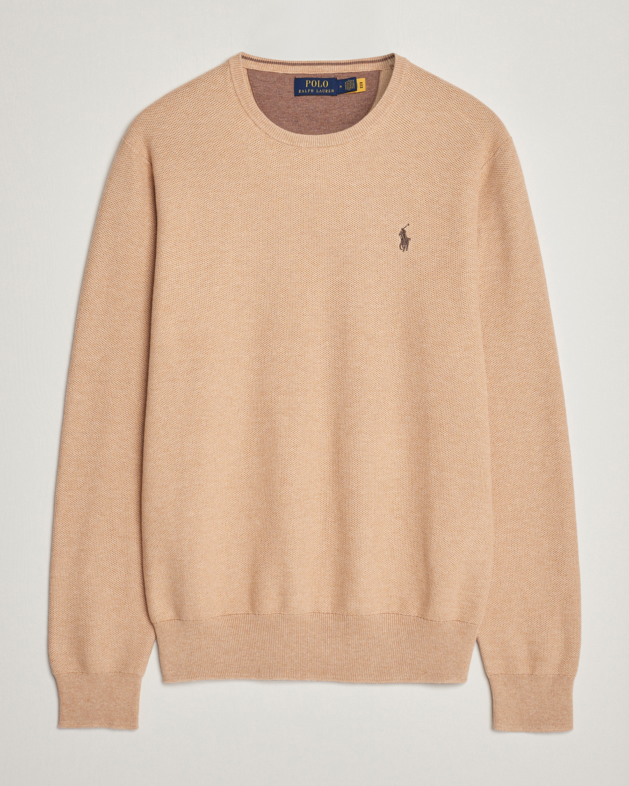 Hombres | Jerséis y prendas de punto | Polo Ralph Lauren | Textured Cotton Crew Neck Sweater Camel Melange