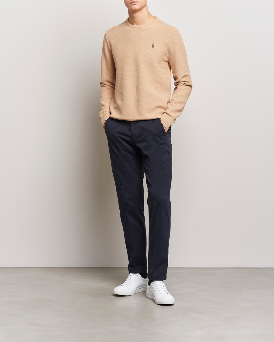 Hombres | Jerséis y prendas de punto | Polo Ralph Lauren | Textured Cotton Crew Neck Sweater Camel Melange