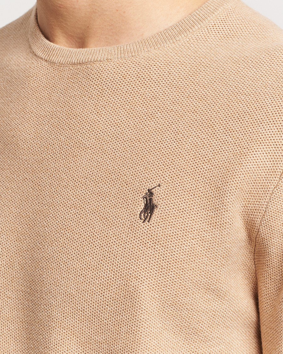 Hombres | Jerséis y prendas de punto | Polo Ralph Lauren | Textured Cotton Crew Neck Sweater Camel Melange