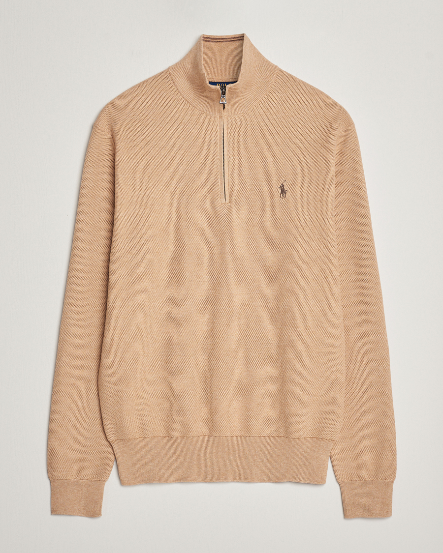 Hombres | Jerséis y prendas de punto | Polo Ralph Lauren | Textured Half Zip Camel Melange