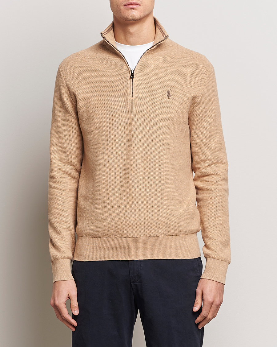 Hombres | Jerséis y prendas de punto | Polo Ralph Lauren | Textured Half Zip Camel Melange