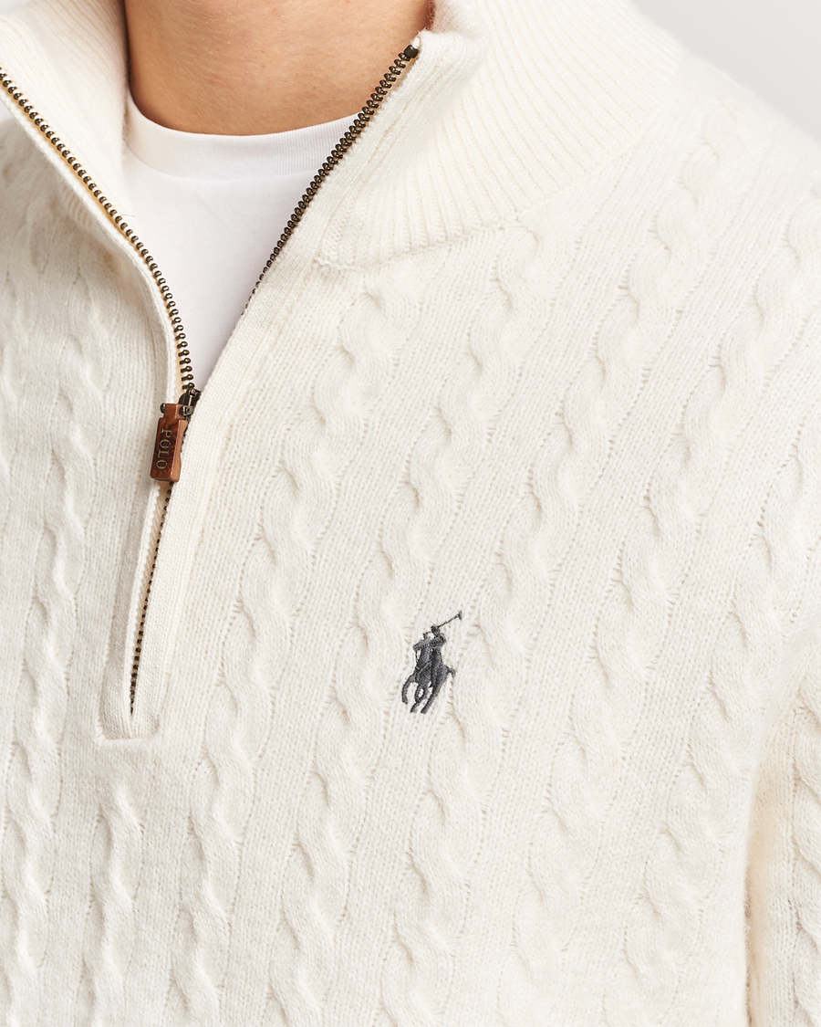 Hombres | Jerséis y prendas de punto | Polo Ralph Lauren | Wool/Cotton Cable Half-Zip Andover Cream