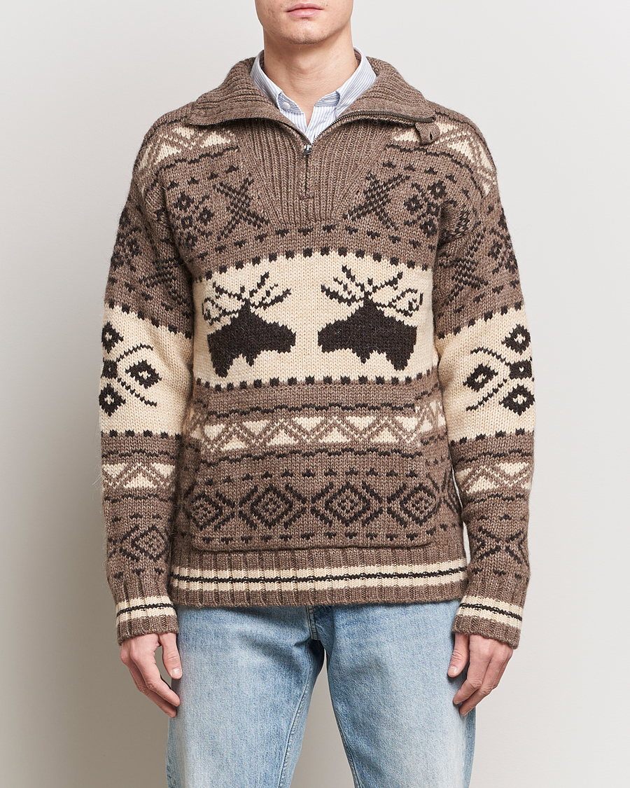 Hombres | Jerseys de punto | Polo Ralph Lauren | Wool Knitted Half-Zip Sweater Medium Brown