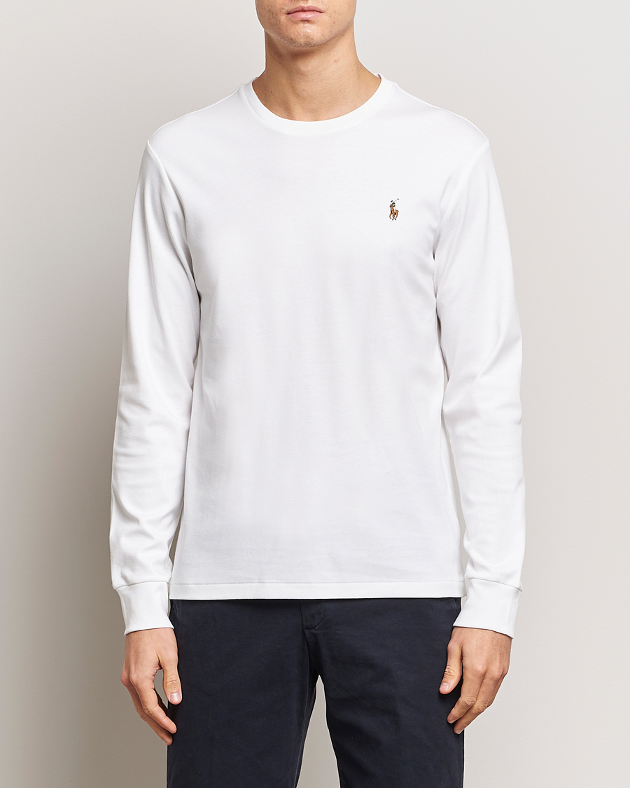 Hombres |  | Polo Ralph Lauren | Luxury Pima Cotton Long Sleeve T-Shirt White